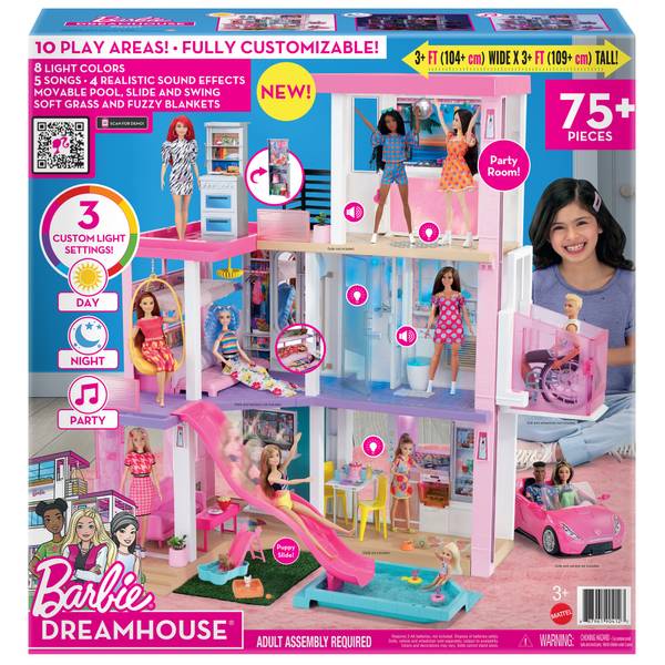 בית בובות ברבי בית חלומות ענק מודרני עם תאורה ומוסיקה Barbie דגם GRG93